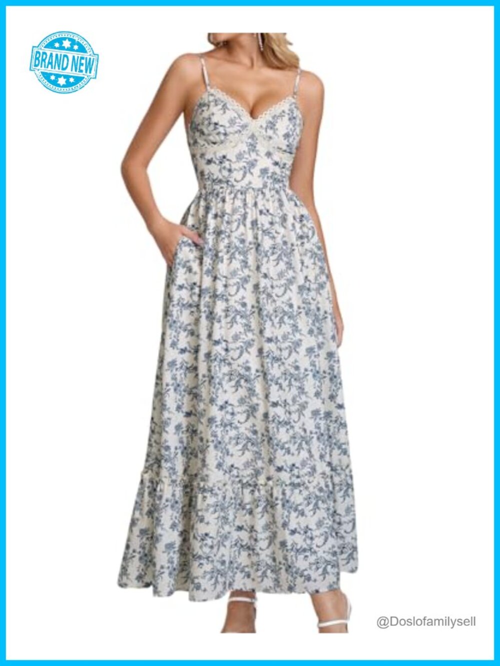Floral Maxi Dress Spaghetti Strap Smocked Back A-Line Wedding Guest Sundress
